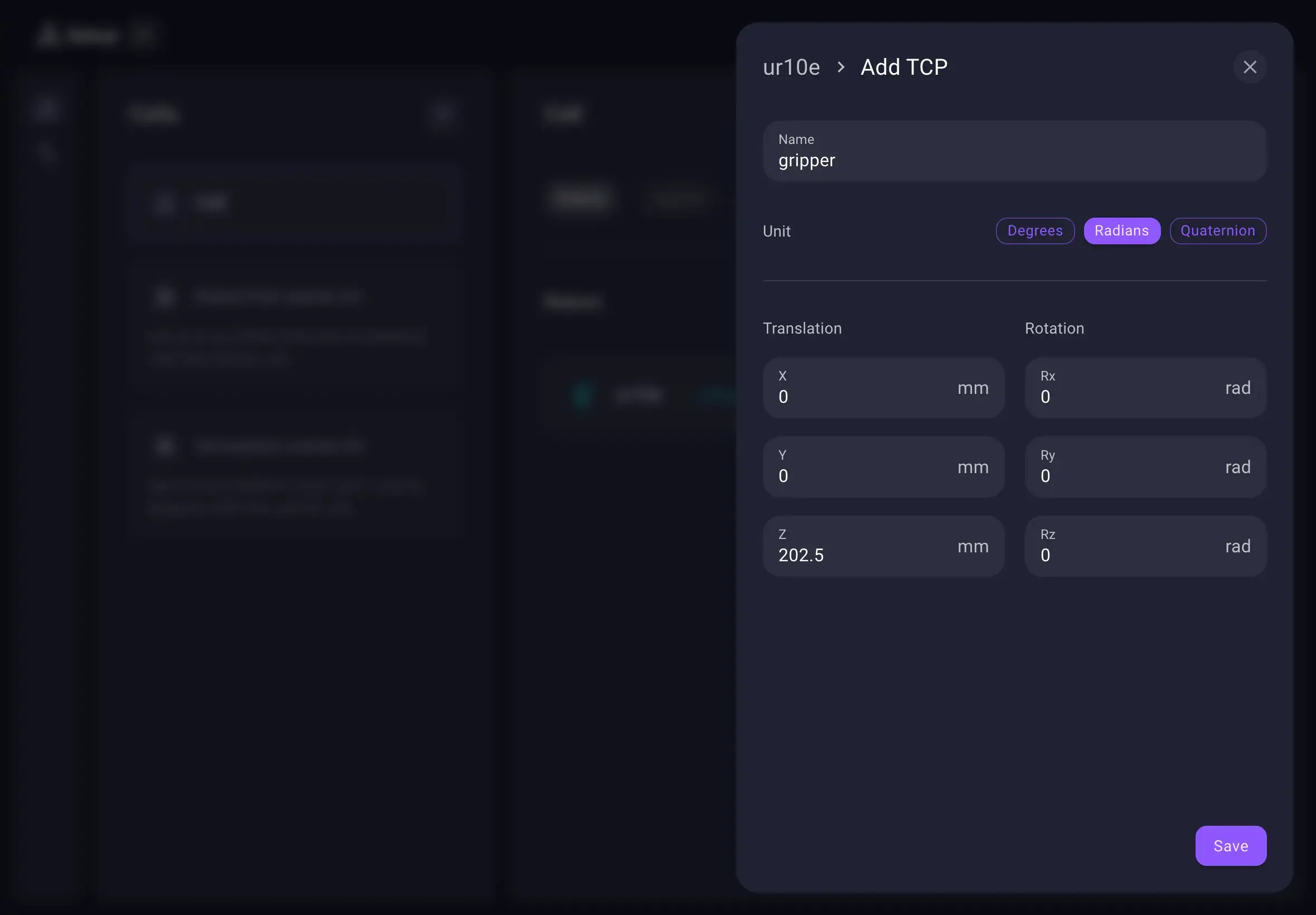After adding the new TCP it is available in the robots TCP list.