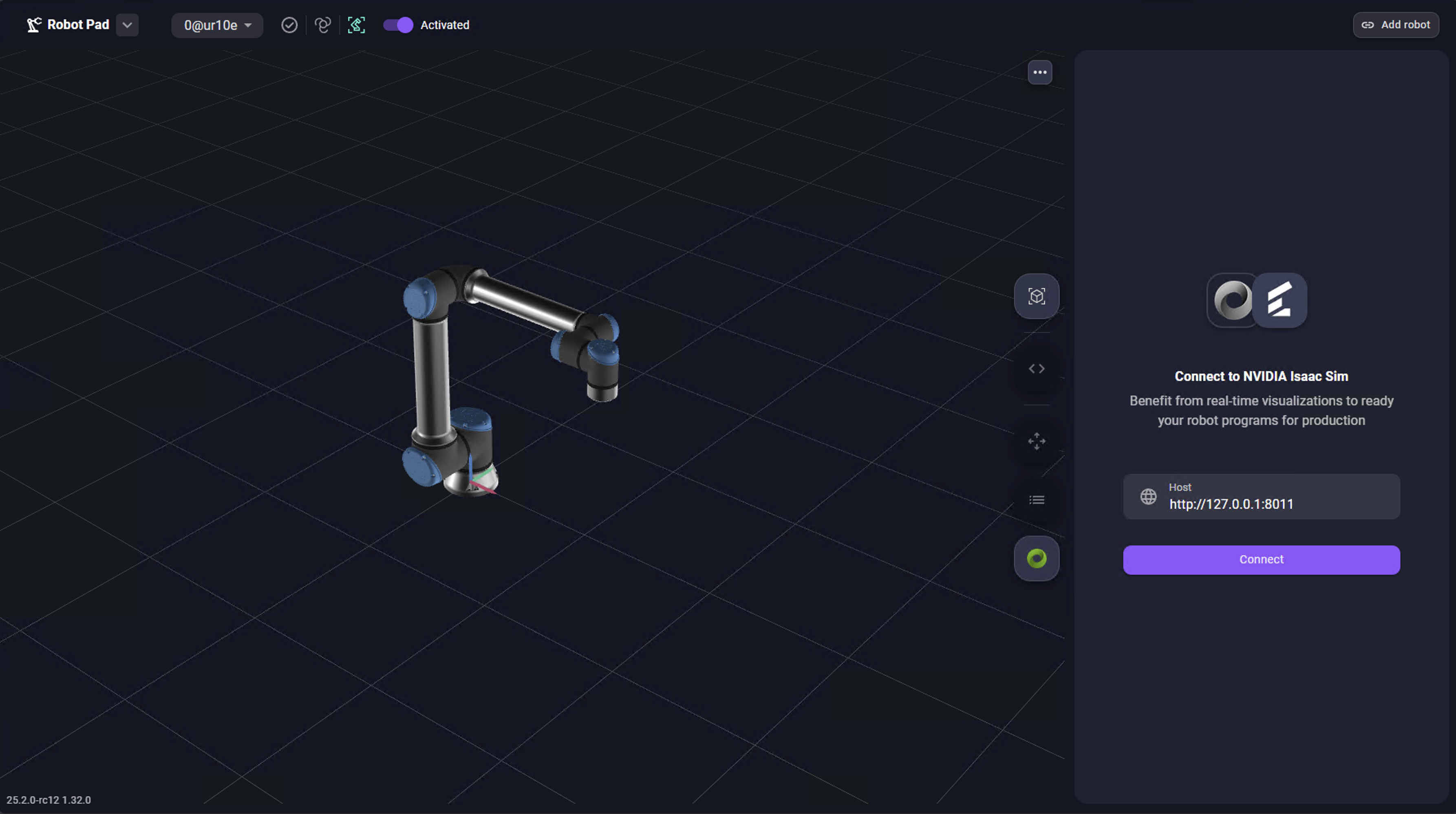NVIDIA Isaac Sim connector in Robot Pad