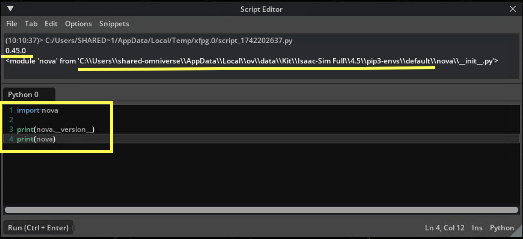Execute python script in Script Editor.