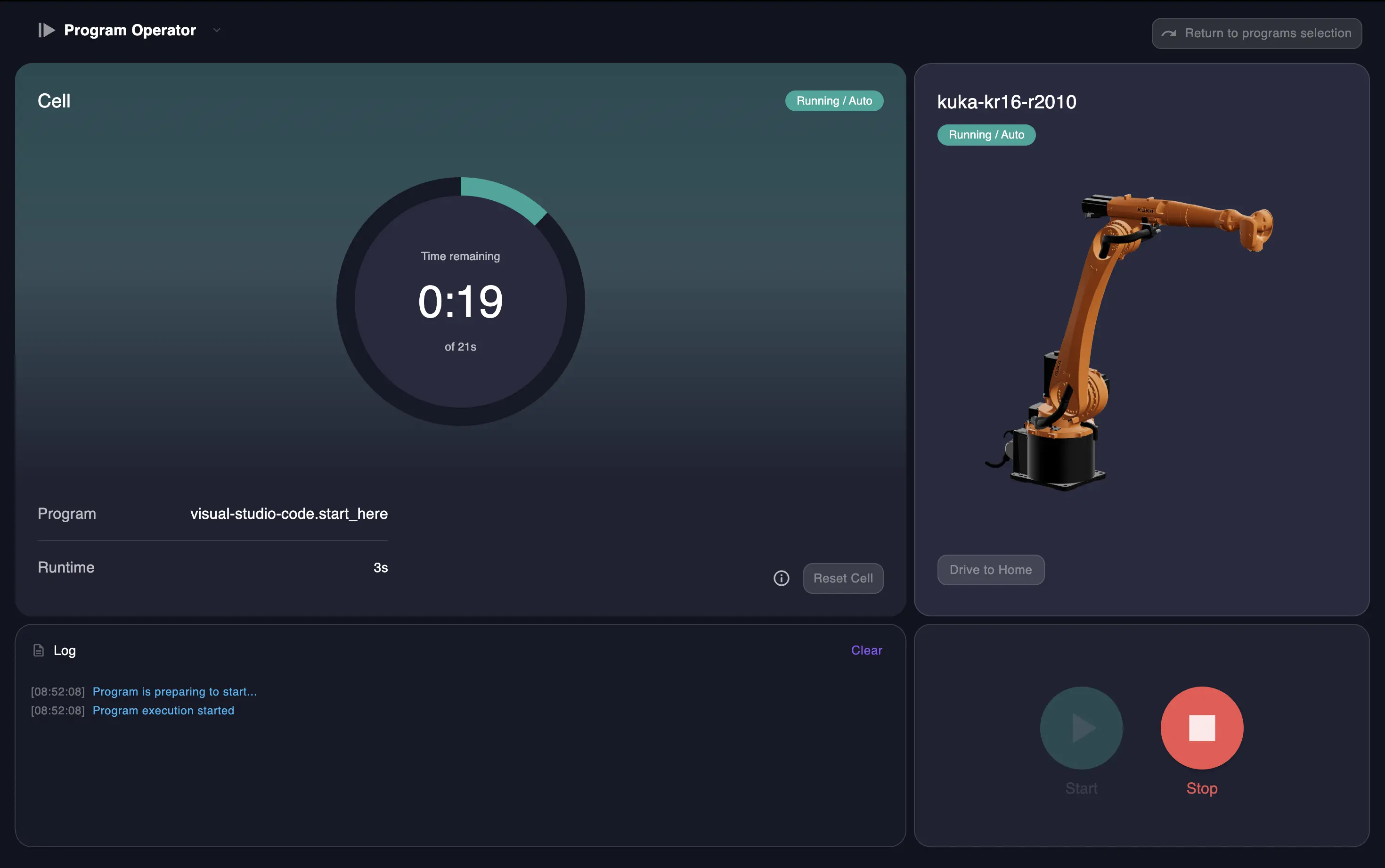 Program Operator execution view