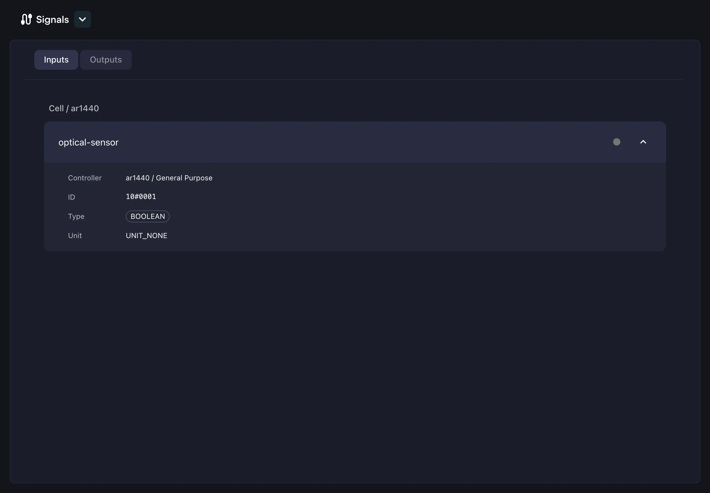 Signals app showing input signals