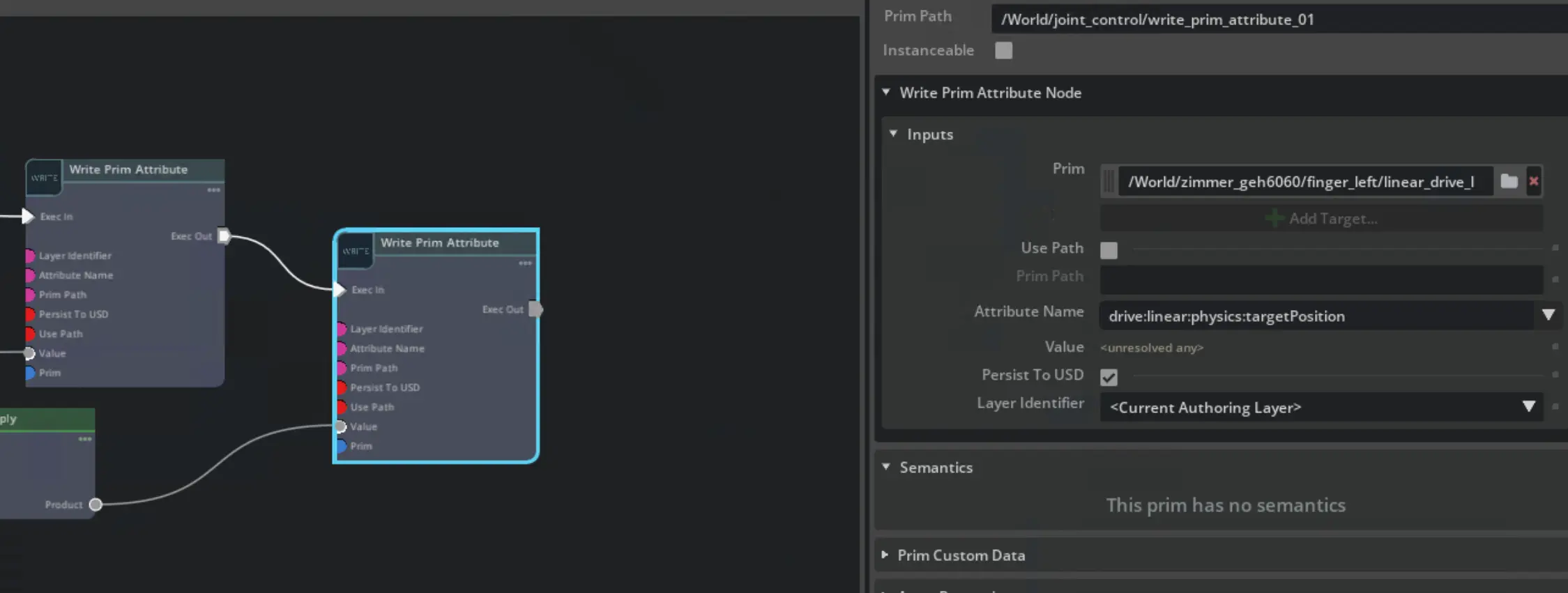 Write target position attribute