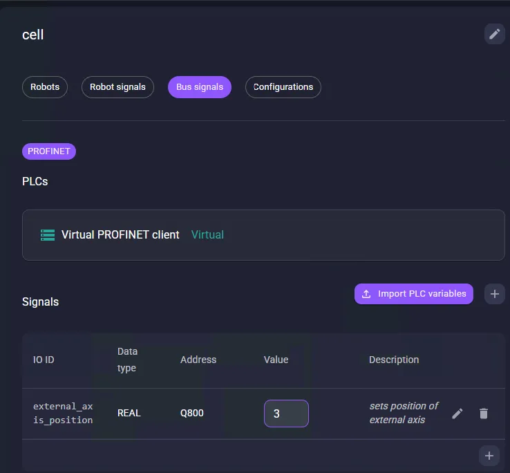 profinet signal in NOVA