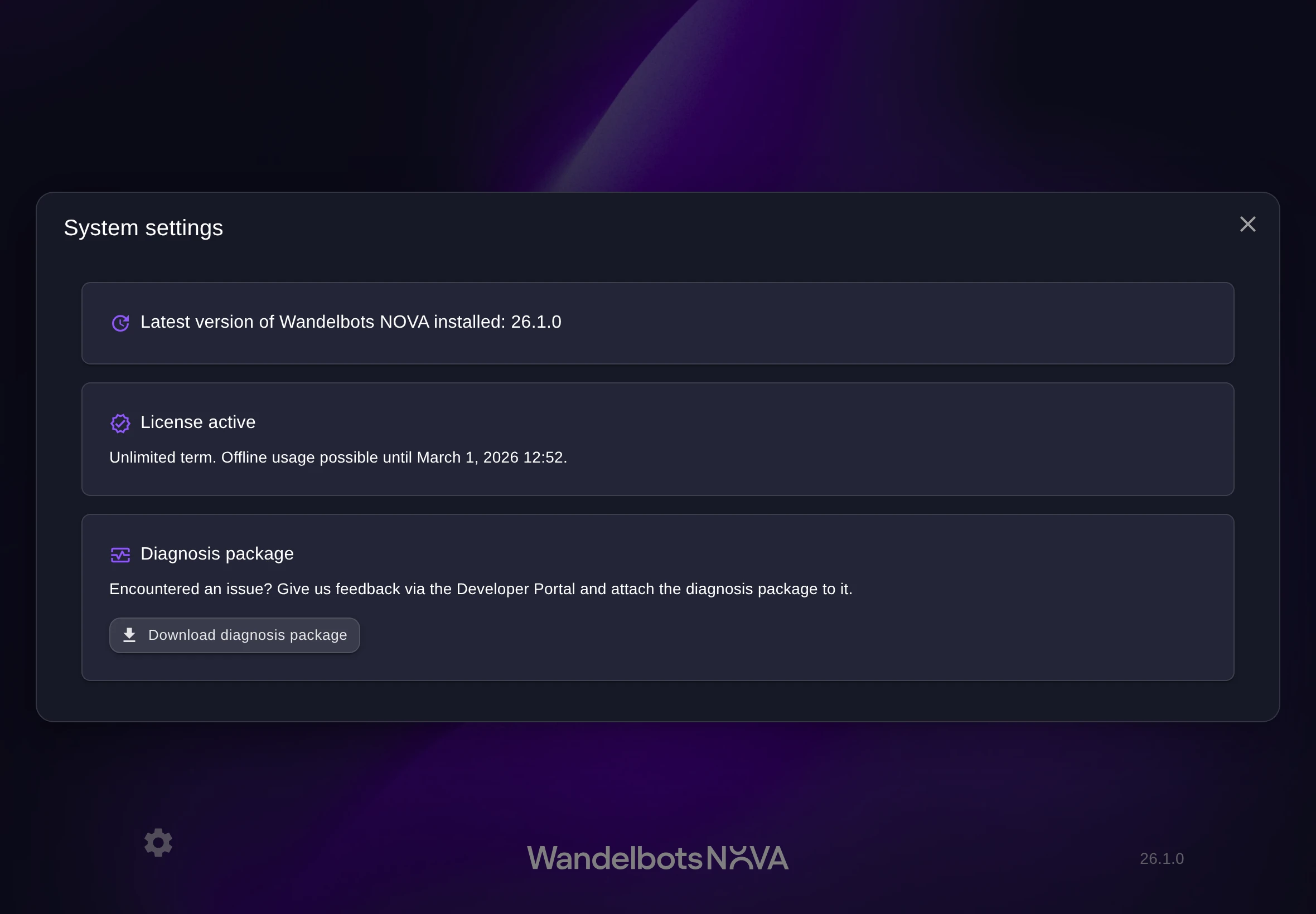 System settings in home screen