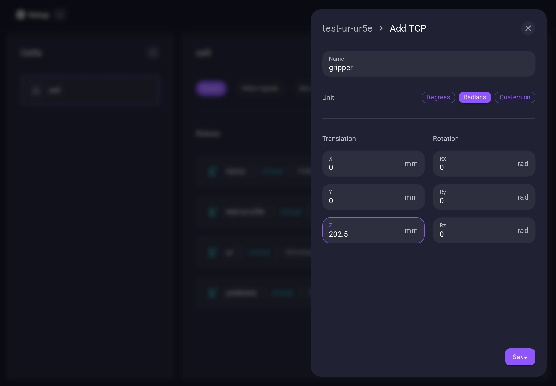 Adding a TCP for a virtual robot.