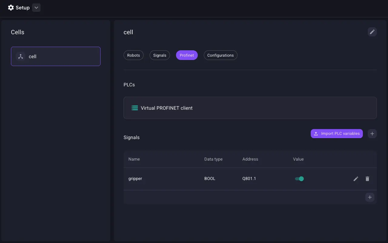 Setup ProfiNET device in Wandelbots NOVA