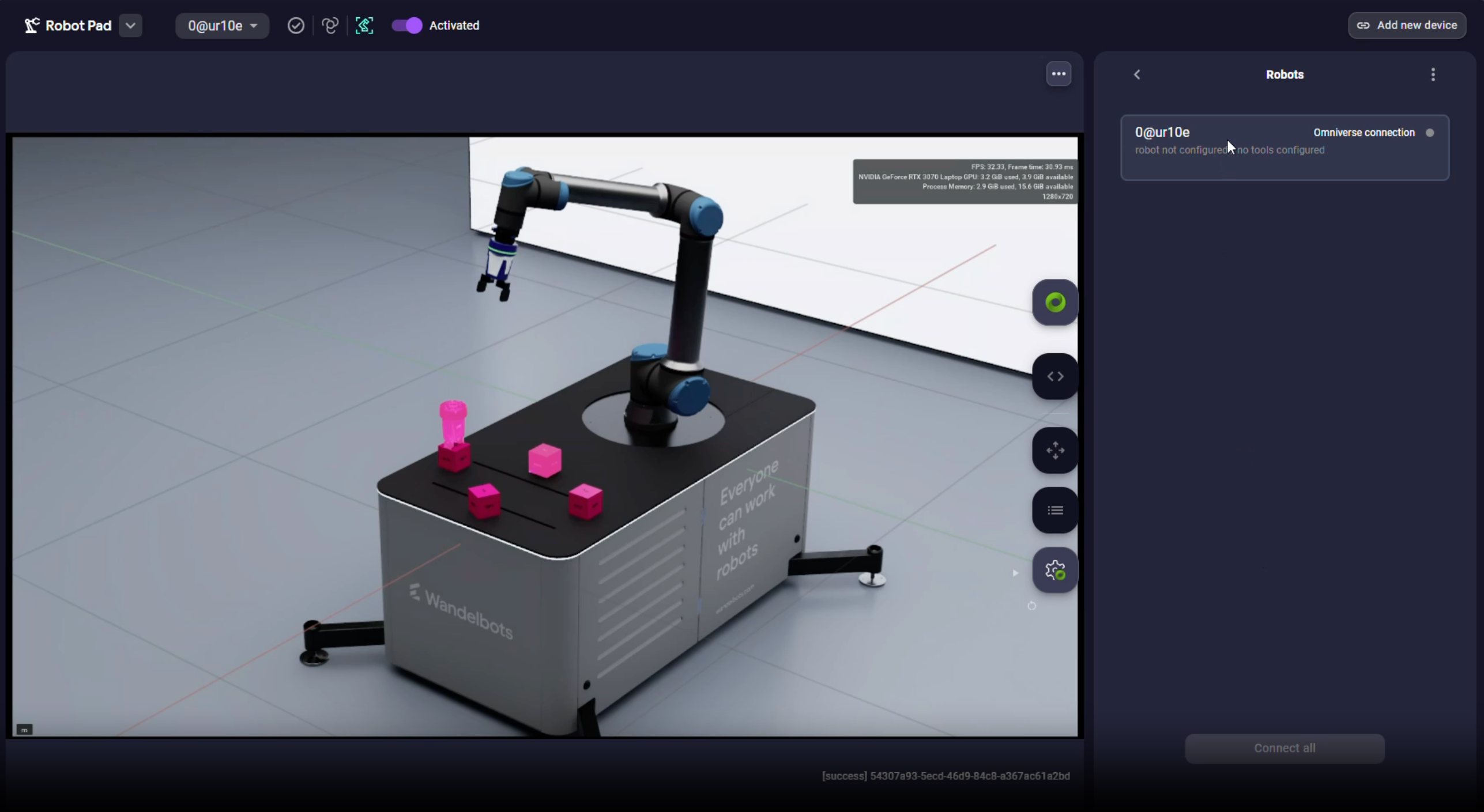 Isaac Sim viewport in Robot Pad