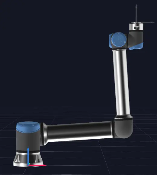 6DoF standard industrial robot reaching the same TCP pose with elbow branch DOWN.